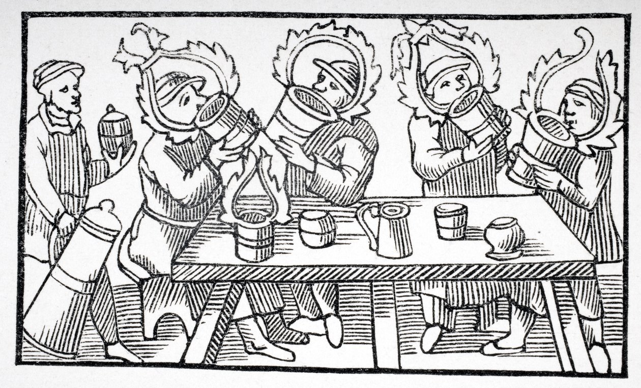 Men drinking (illustration from 