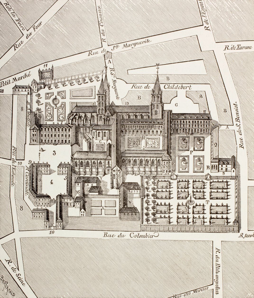 North View of the Benedictine Abbey of St. Germain-des-Pres, Paris, as it Existed in the 17th Century, from 