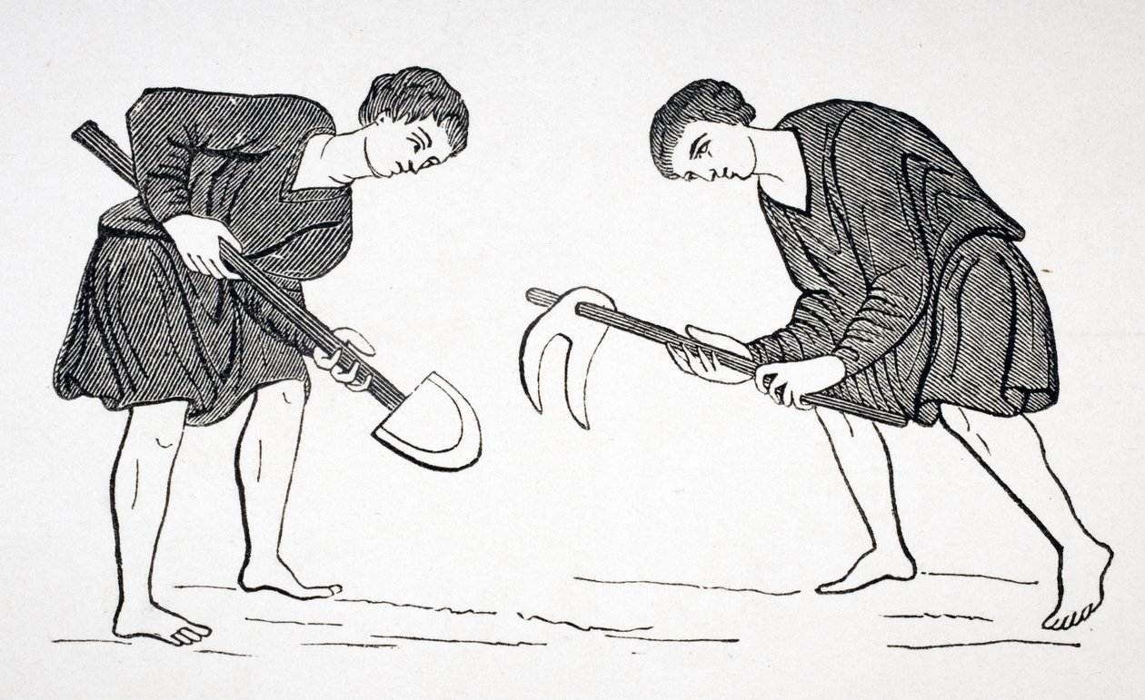 Serfs Labouring in the Fields with a Hoe and Spade, after a Miniature in a 12th Century Manuscript, from 