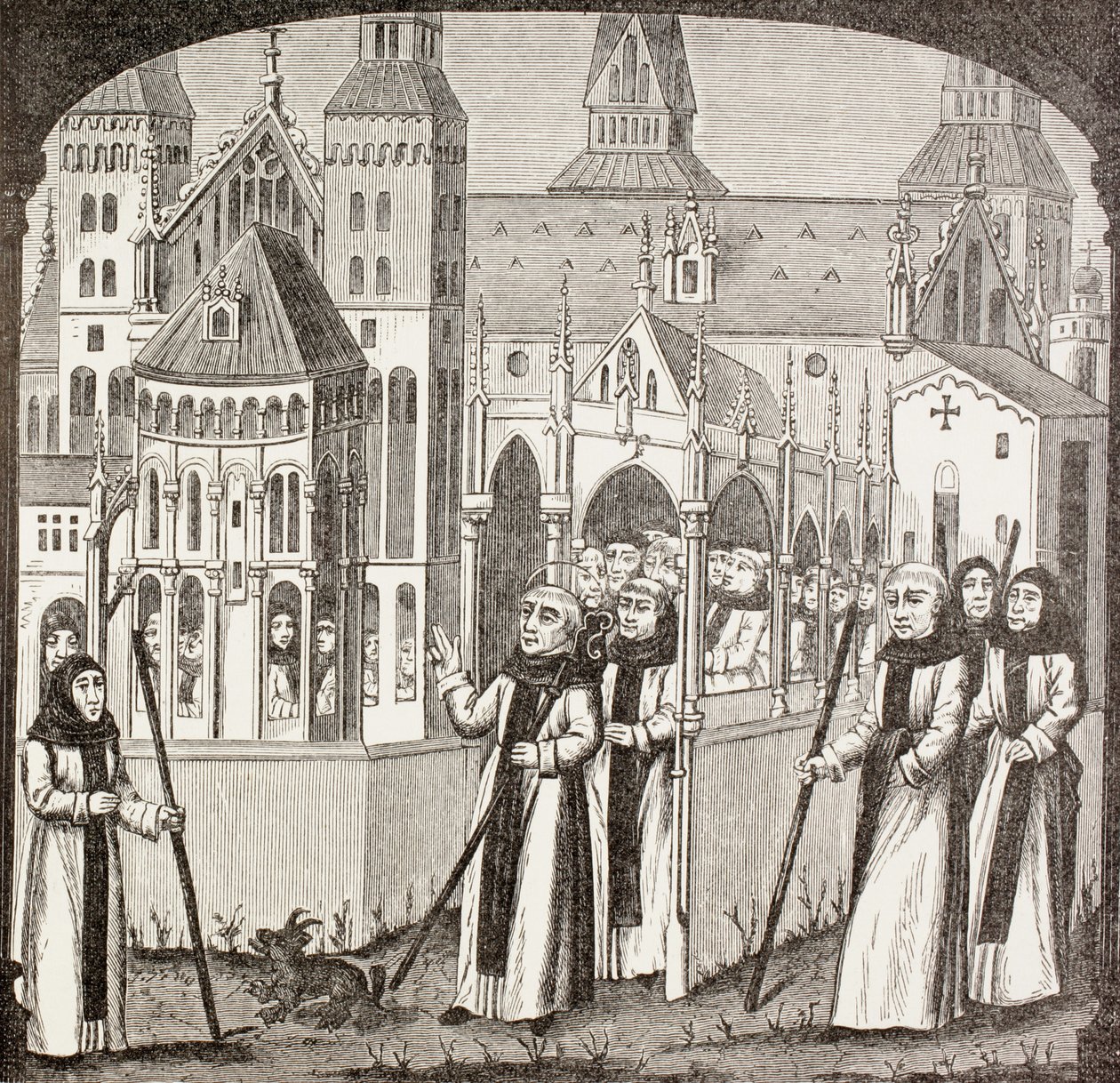 St. Bernard of Clairvaux and the Cistercian monks taking possession of the Abbey of Clairvaux, from 