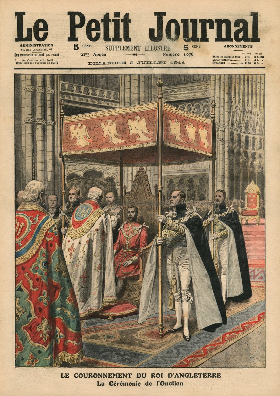 The Coronation of King George V and the Ceremony of Unction at Westminster Abbey, 23 June 1911, illustration from 