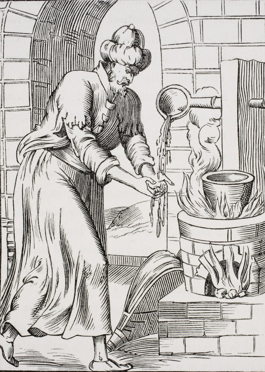The Gipsy Who Washed His Hands in Molten Lead, after a Woodcut in 