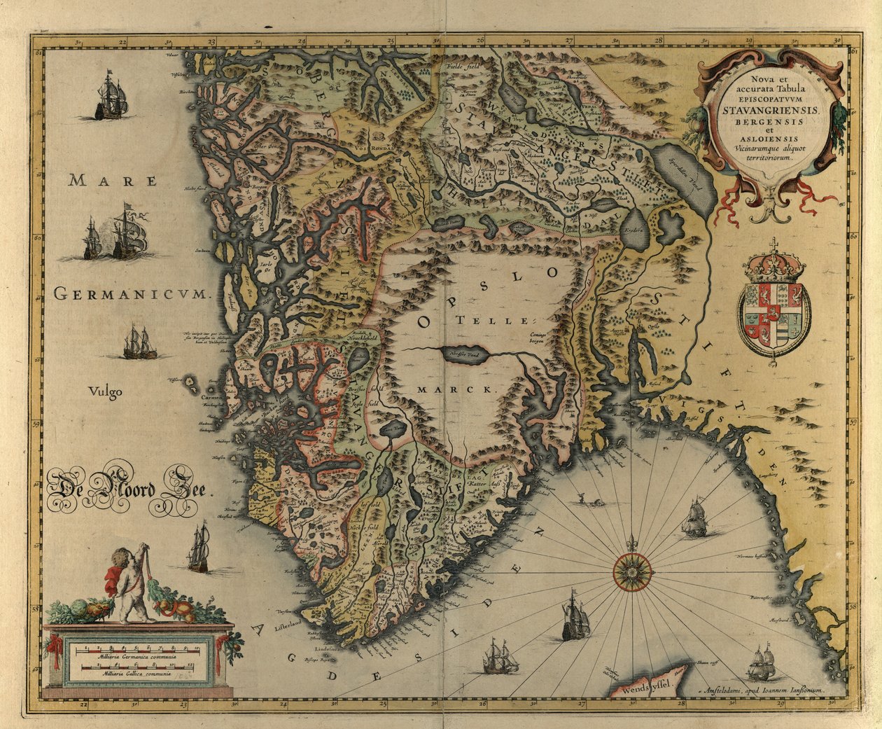 New and Accurate Map of the Bishoprics of Stavanger and Bergen by Jan og Jodocus Hondius Janssonius