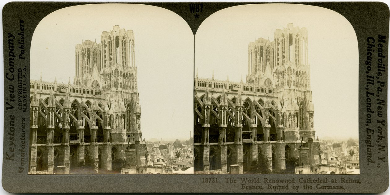 The World Renowned Cathedral of Reims, France, Ruined by the Germans by Keystone View Company