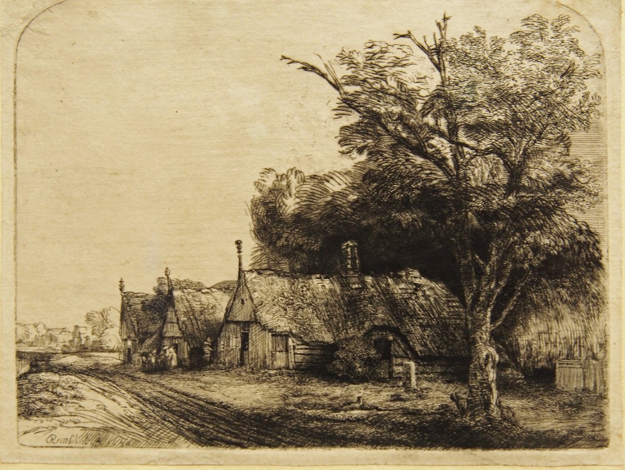 Three Farmhouses Along a Road by Rembrandt van Rijn