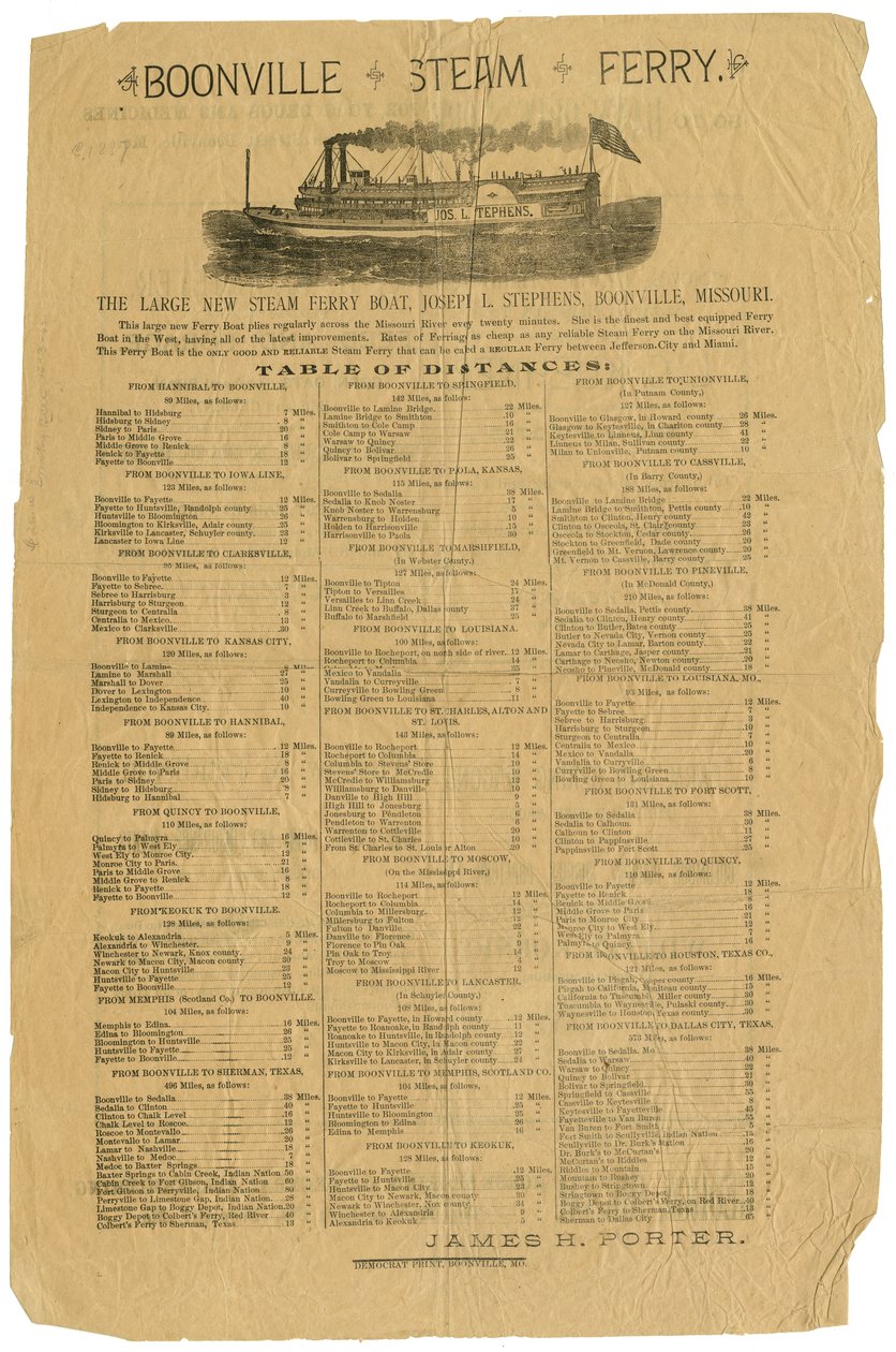 Reverse Carries Advertisements of Boonville Merchants by Unknown