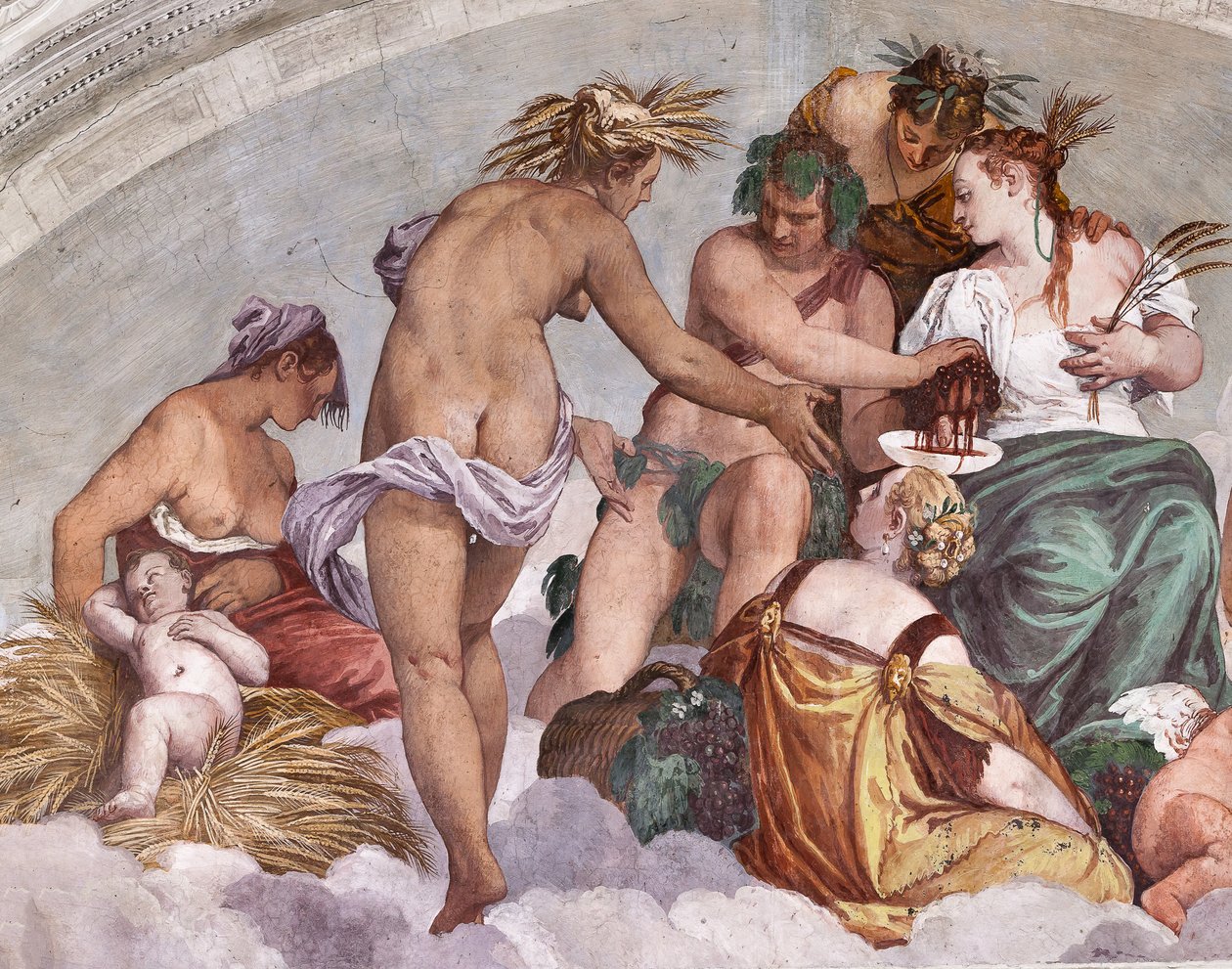 Allegories of Summer and Autumn (Bacchus and Ceres), Northern Wall, Lunette Above the Door to the Garden, Hall of Olympus by Veronese