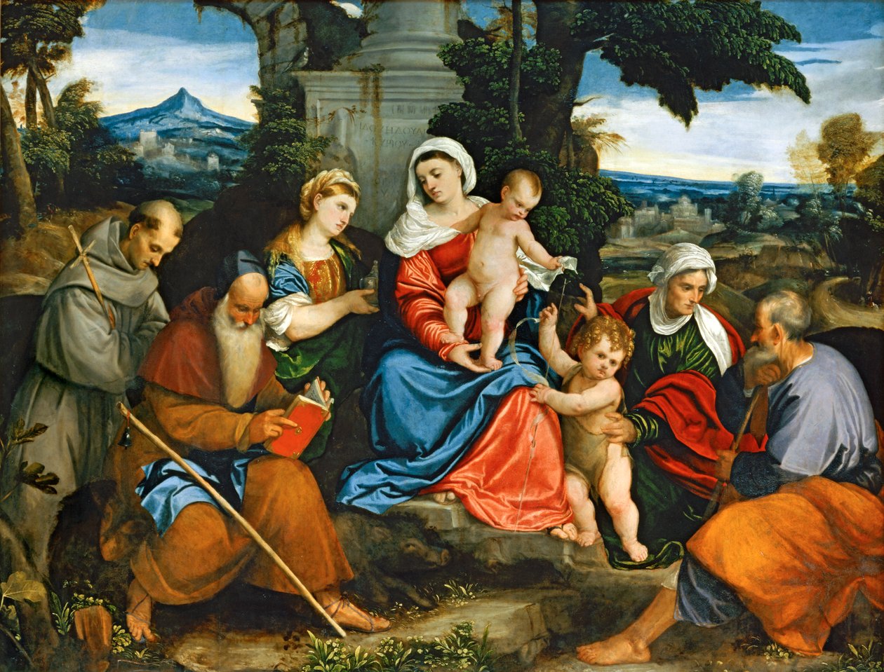 The Holy Family with Saints Francis, Anthony, Magdalene, John the Baptist, and Elizabeth by (1528 88) Veronese