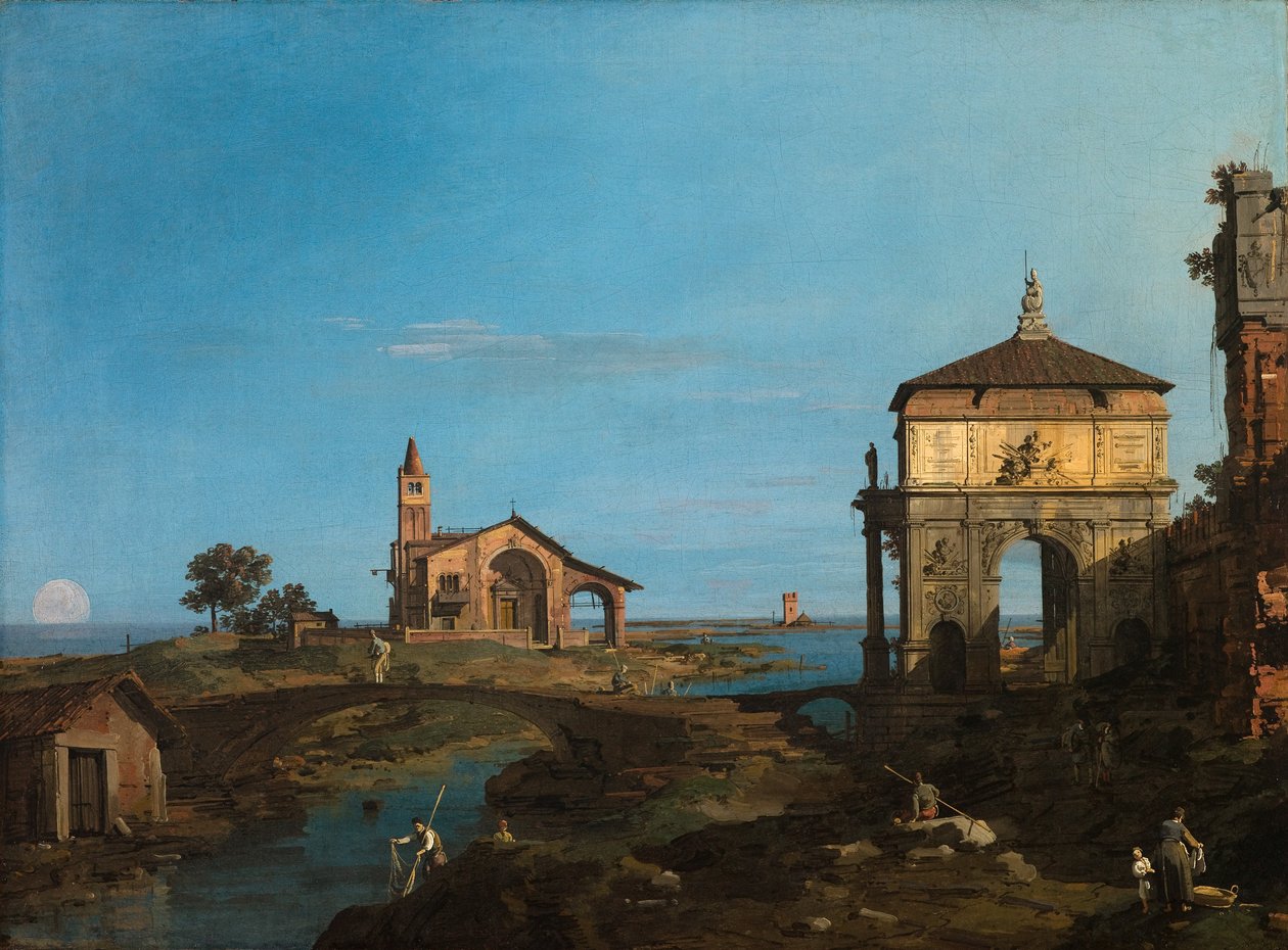 An Island in the Lagoon with a Gateway and a Church by (1697 1768) Canaletto