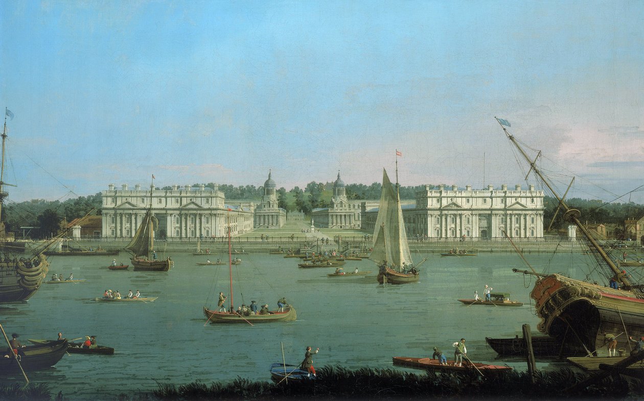 Greenwich Hospital, Seen from the North Bank of the Thames, c.1752 by (1697 1768) Canaletto