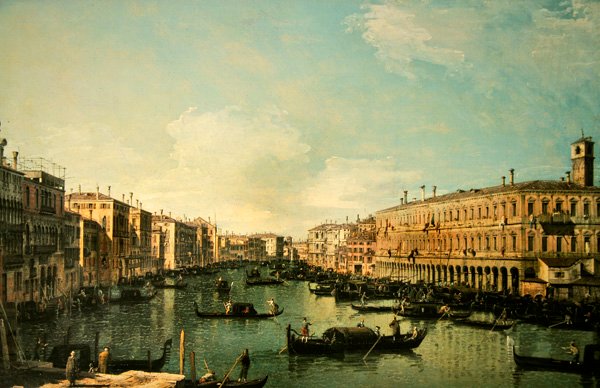 The Grand Canal, Venice, looking north from near the Rialto bridge by Canaletto