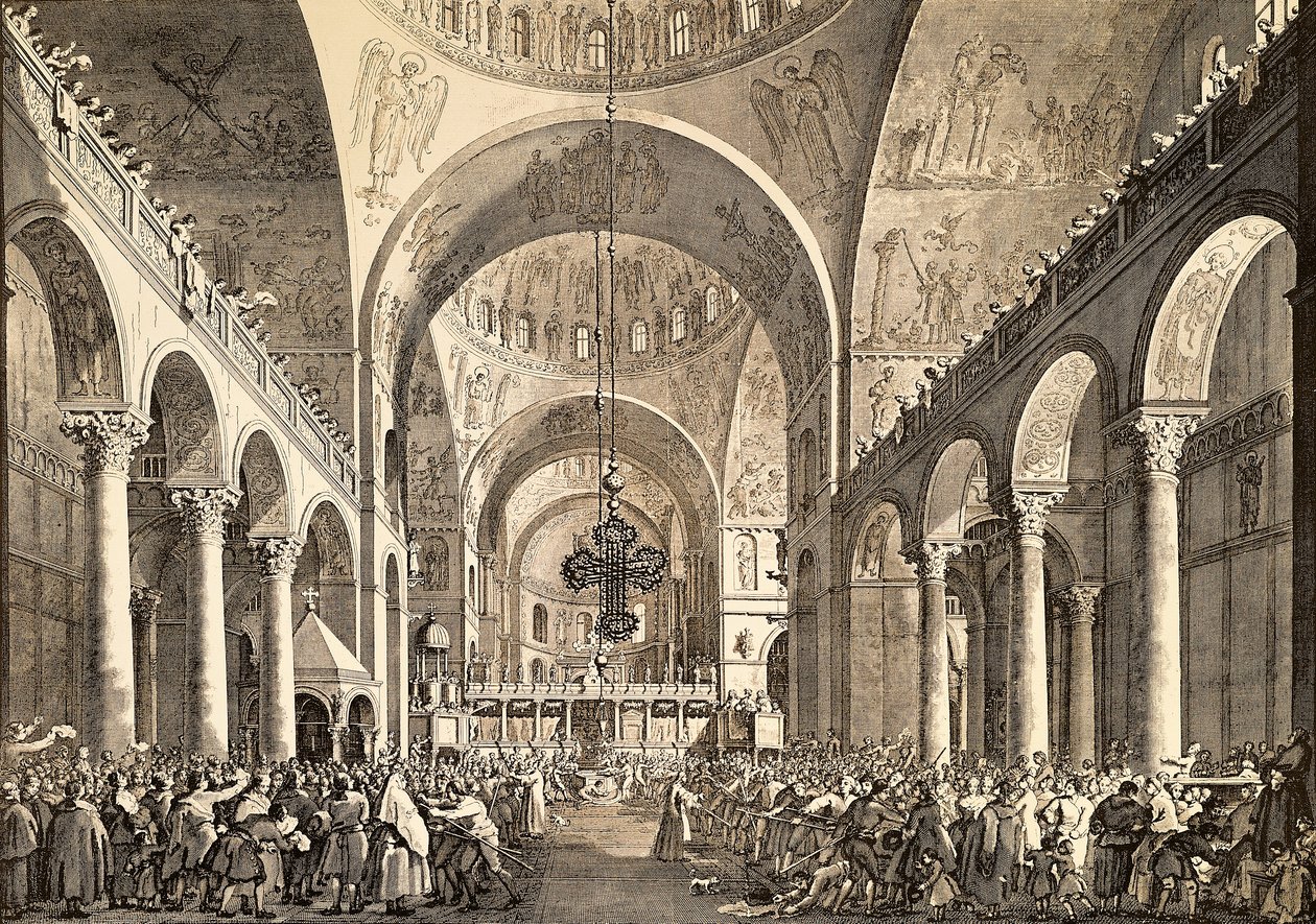 Venetian festival, the newly elected Doge of Venice being presented to the people in San Marco Basilica by (1697 1768) Canaletto