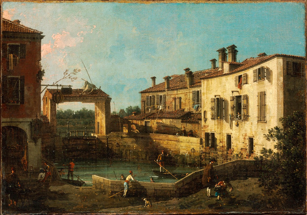 Lock Near Dolo, Venice by Canaletto