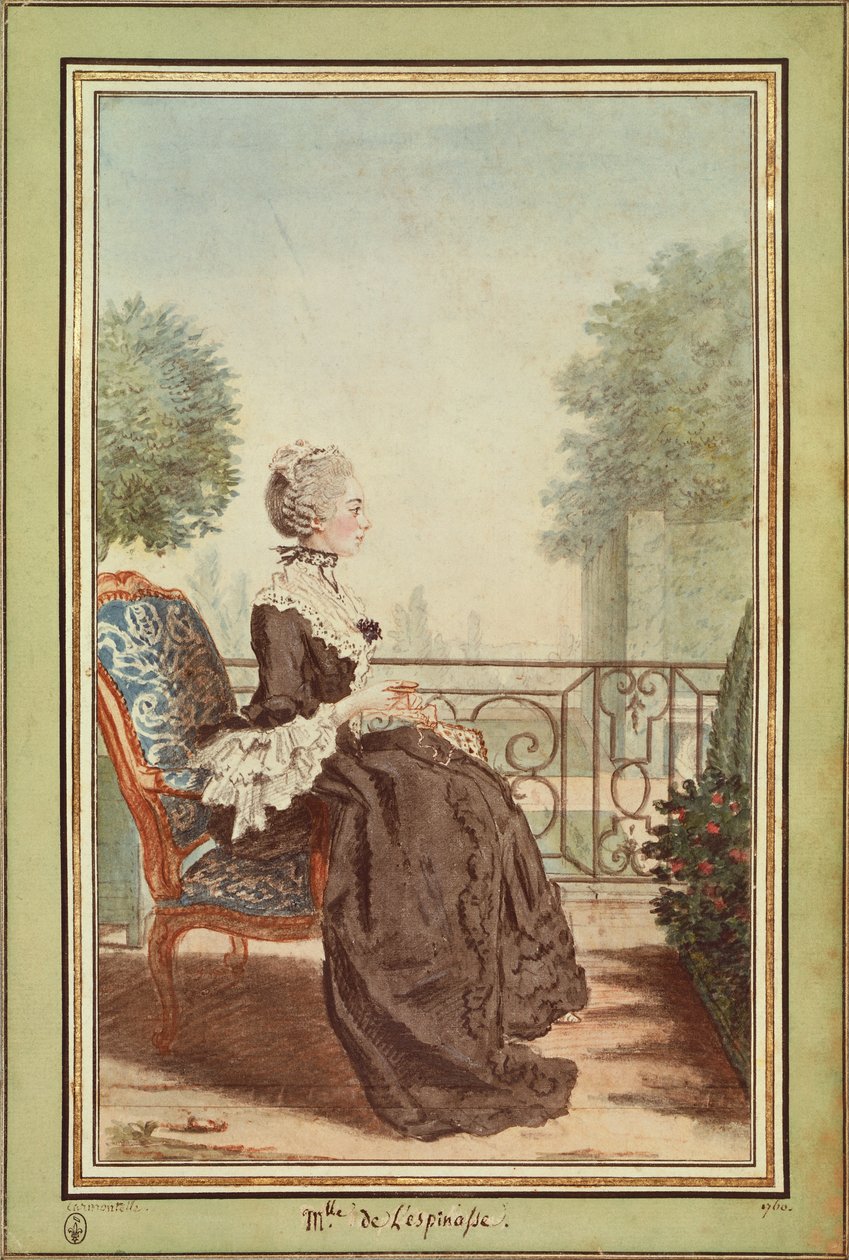 Ms Jeanne Julie Eleonore de Lespinasse (engraving) by Carmontelle