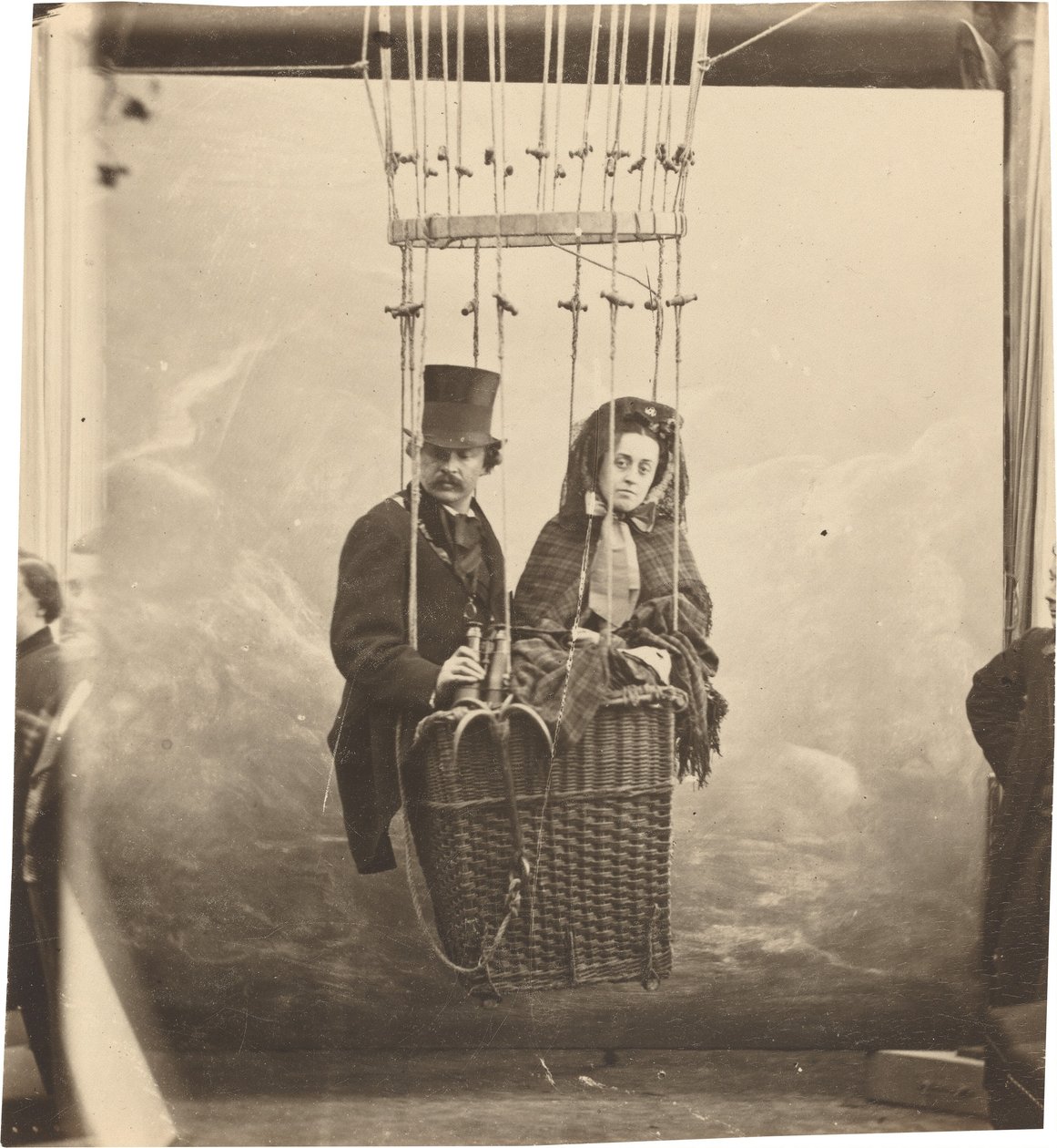 Self-Portrait with Wife Ernestine in a Balloon Gondola by (1820 1910) Nadar