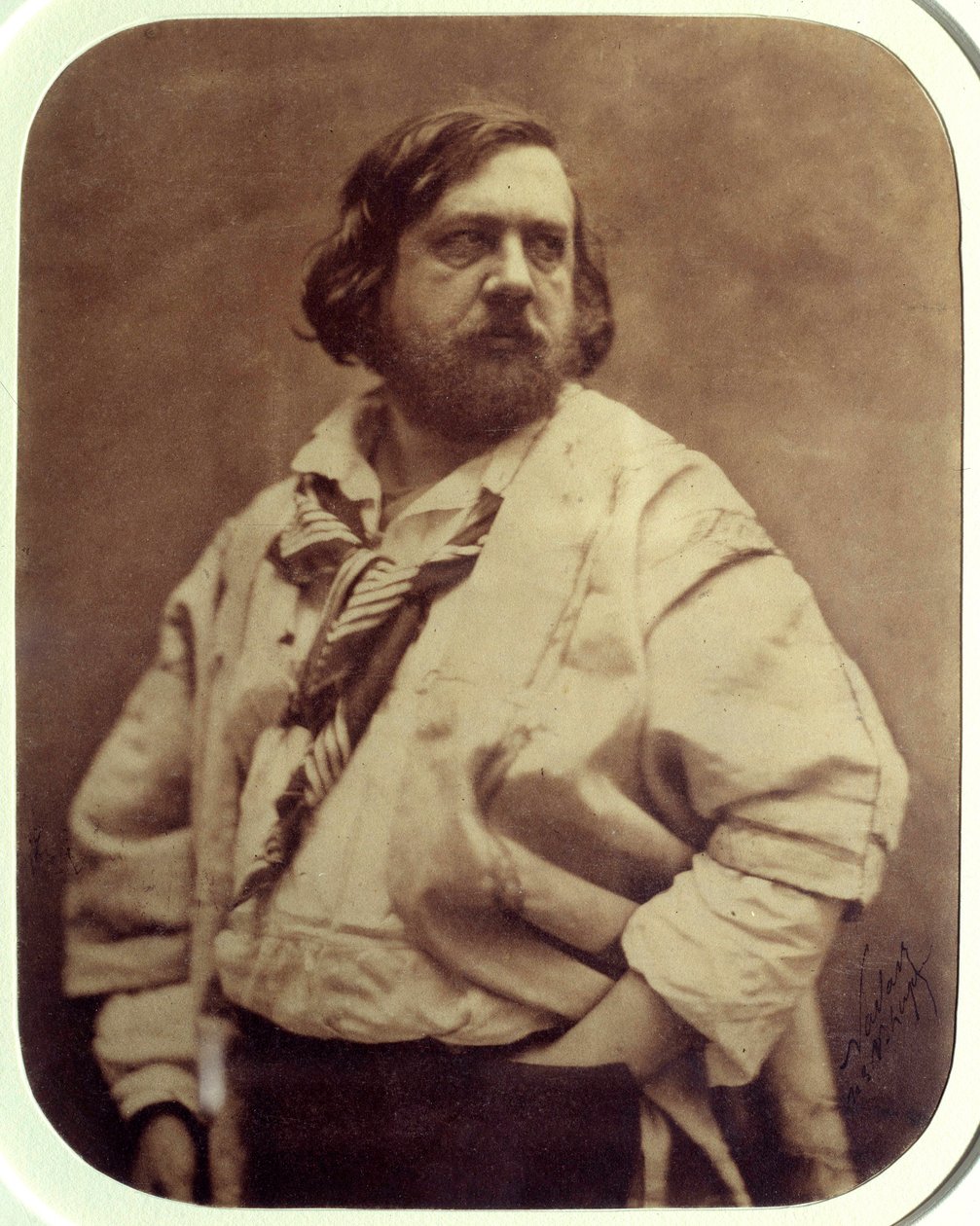 Portrait of the French writer Theophile Gautier in the white blouse by Nadar