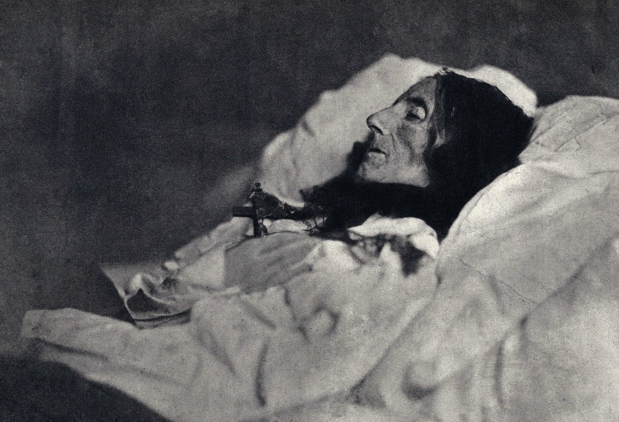 Portrait of the poet Marcelline Desbordes Valmore (1786-1859) on her deathbed. Photography by Felix Tournachon dit Nadar in 1859. Printing by Victor Tournachon, late 19th century. by Nadar