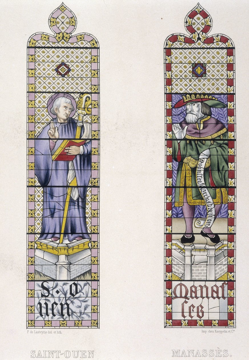 Stained Glass Representing St Ouen and Manassès, Church St Ouen de Rouen by (after) French School