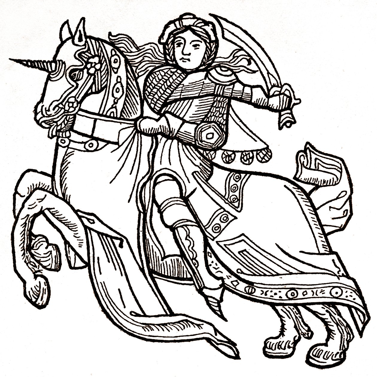 Joan of Arc on Horseback Brandishing a Sword by (after) Spanish School