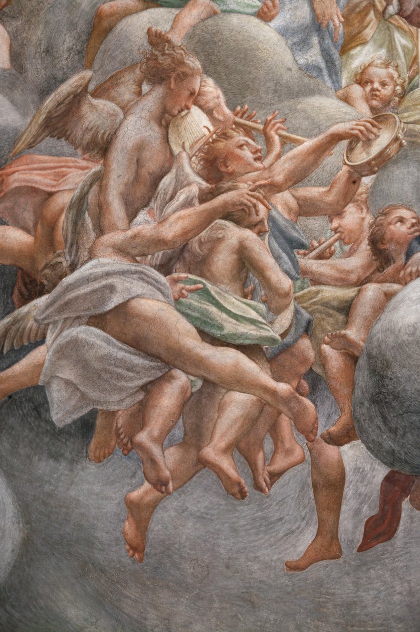 Angels playing musical instruments (detail) by (c.1489 1534) Correggio