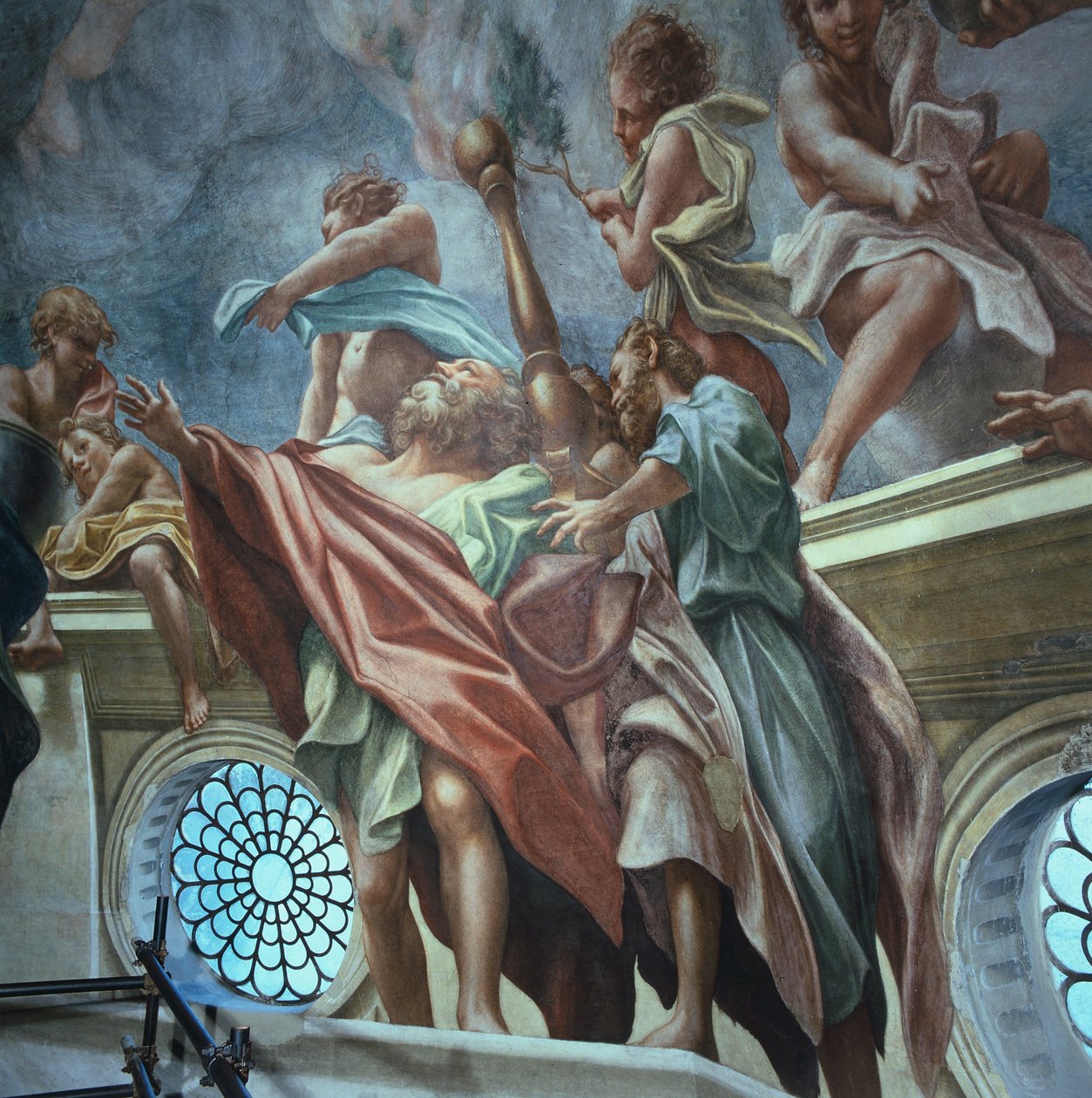 Apostles and youths, by Antonio Allegri Da Correggio, fresco, Dome of Parma Cathedral, Italy by (c.1489 1534) Correggio