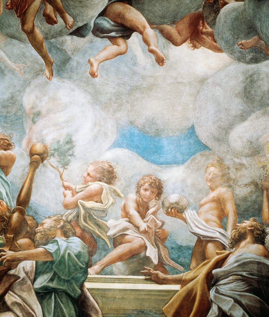 Ephebes and apostle, detail from Assumption of Virgin by (c.1489 1534) Correggio