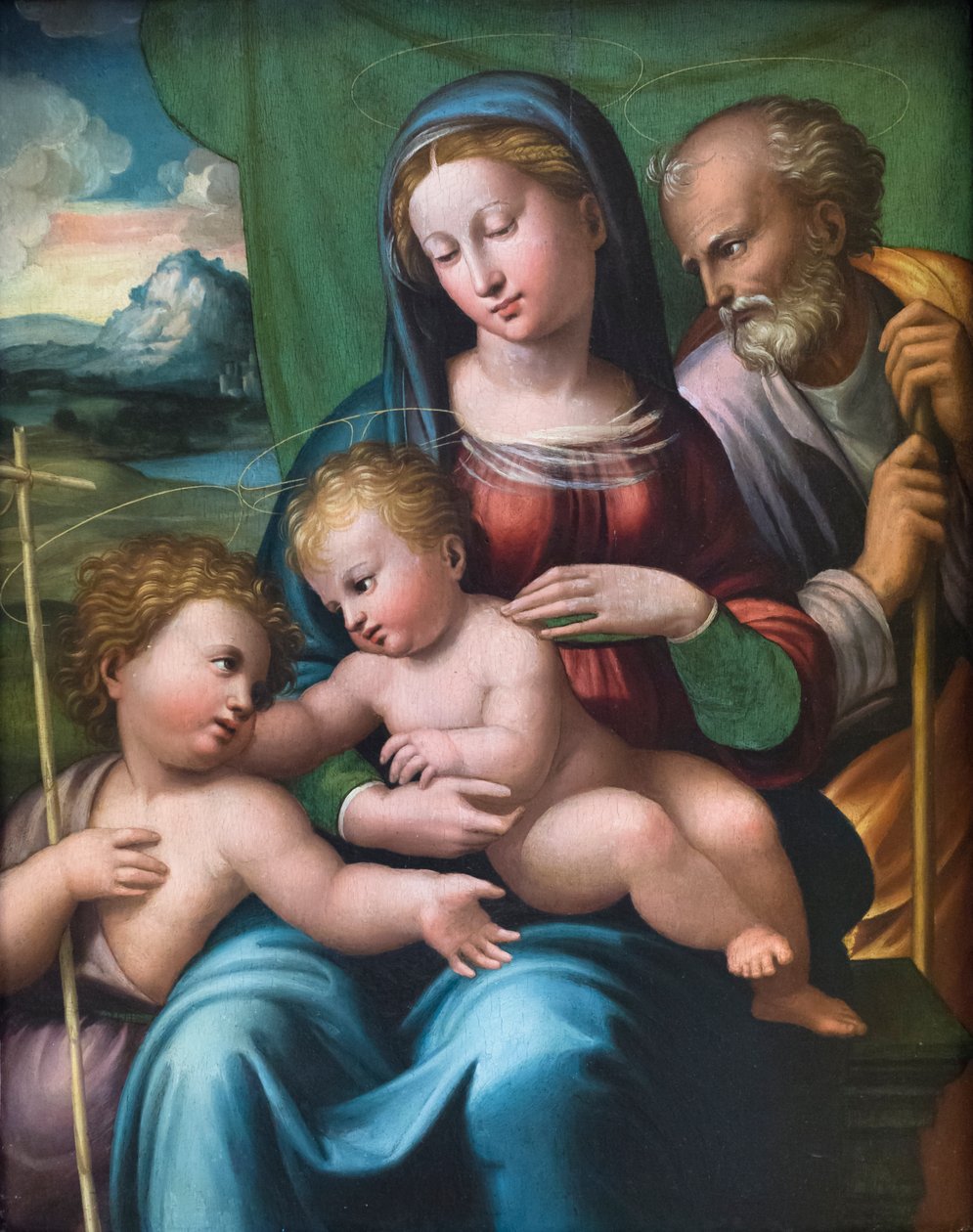 Holy family with a young Saint John the Baptist by Innocenzo da Imola