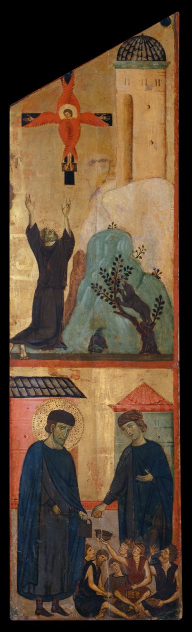 Diptych of Blessed Andrea Gallerani: St. Francis receives the stigmata and the blessed Gallerani (interior right panel) by (workshop of) Guido da Siena