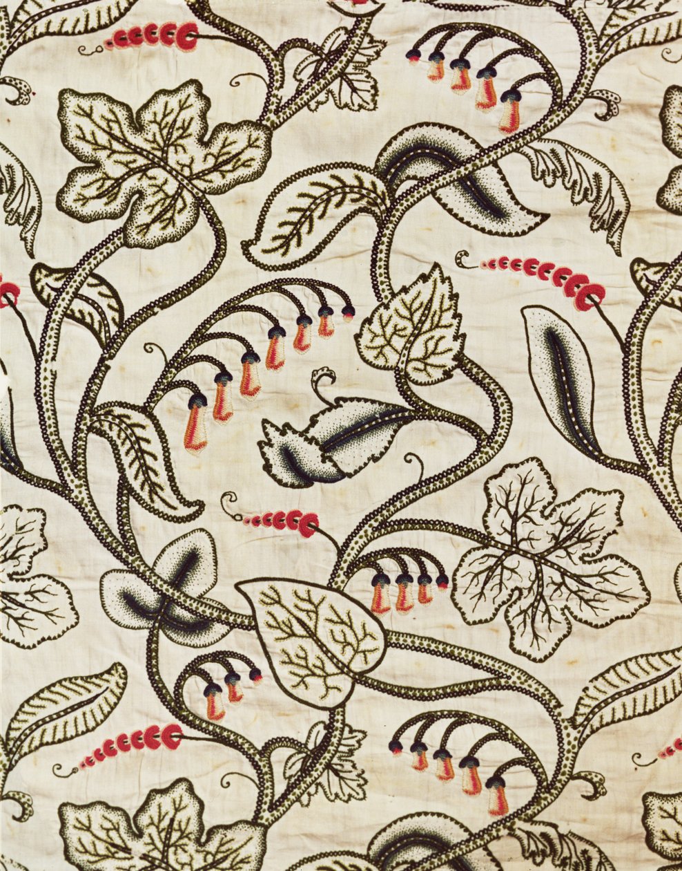 Crewel-work hanging of a floral design by Unknown