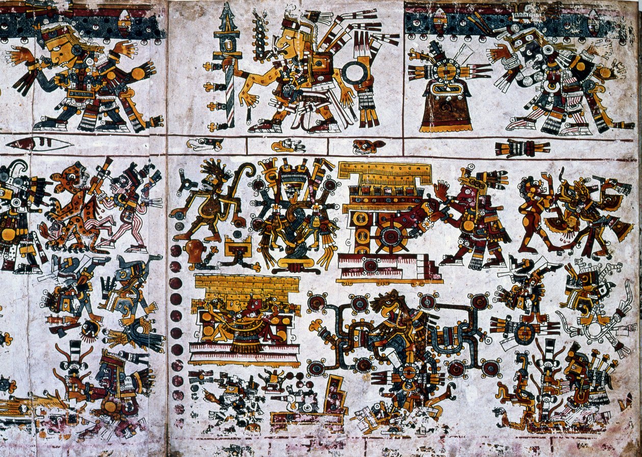 Detail from a Facsimile Copy of a Page of the Codex Borgia Showing the Ceremony of the New Fire by Unknown