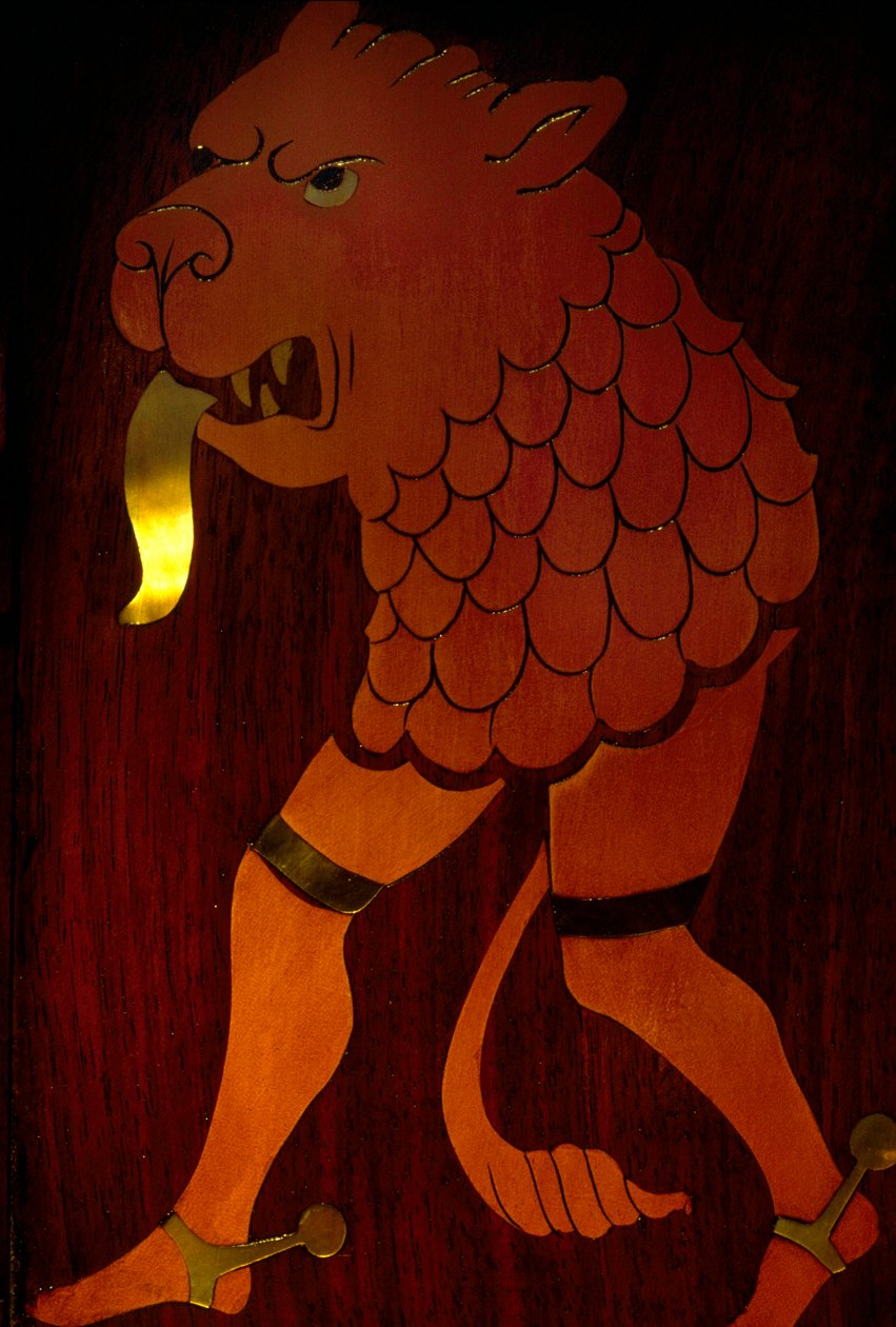 (Detail) Inlaid Lion-Headed Beast in the Winter Smoking Room, Cardiff Castle, Wales by Unknown