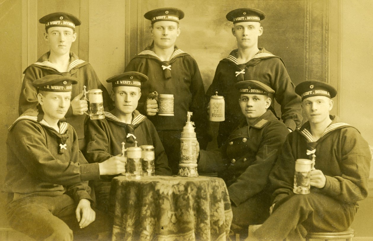 German WW1 Imperial Navy Mariners Drinking Beer by Unknown