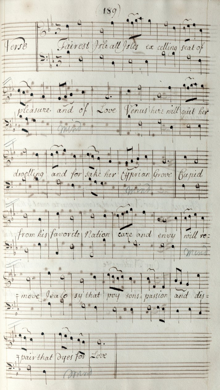 King Arthur manuscript score by Unknown