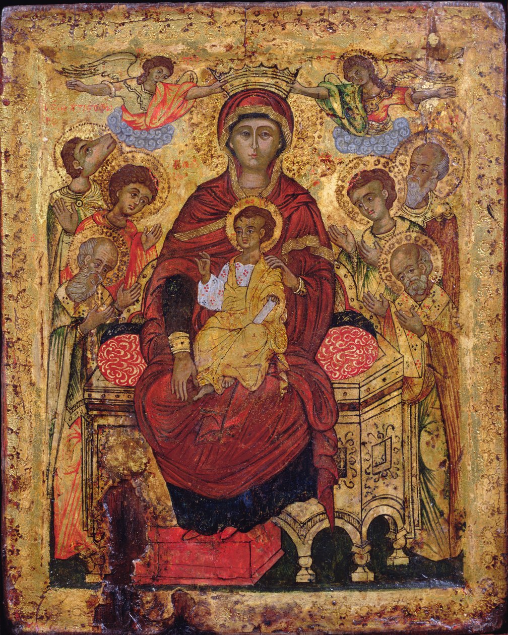 Madonna and Child enthroned with Saints, Greek Islands icon by Unknown