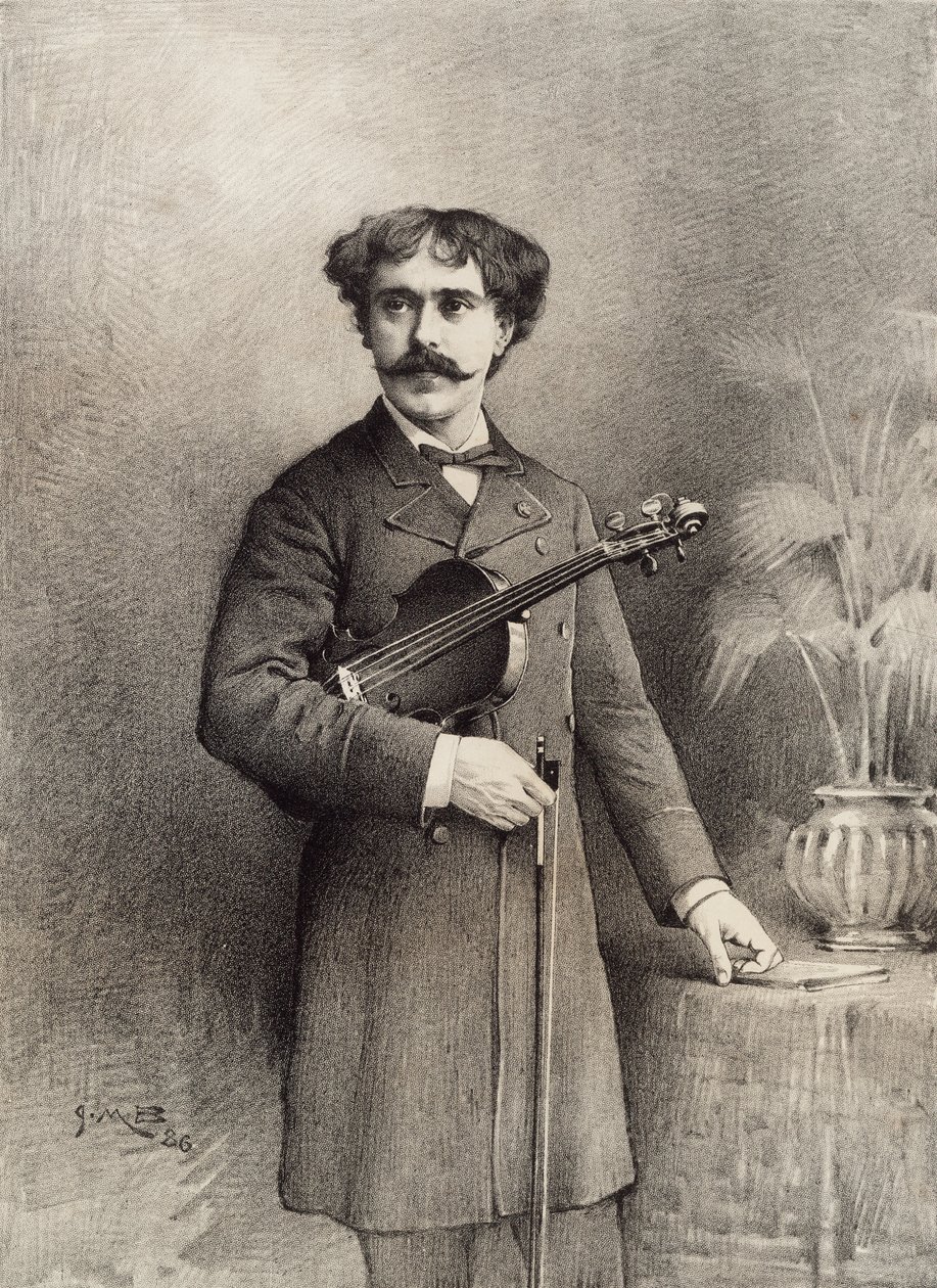 Pablo de Sarasate holding violin by Unknown