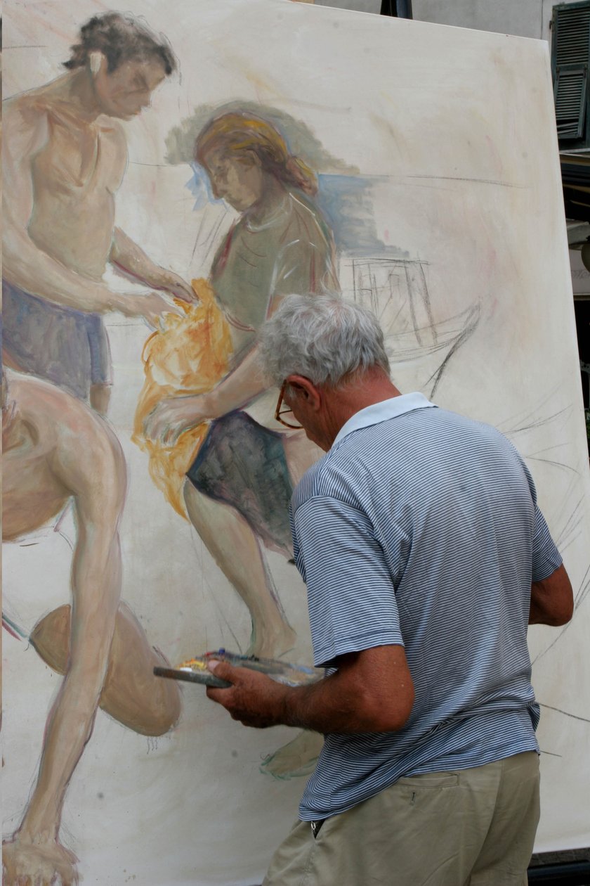 Painter at Work, La Soffitta nella Strada, Summer Antiquary Fair, Sarzana, Ligury, Italy by Unknown