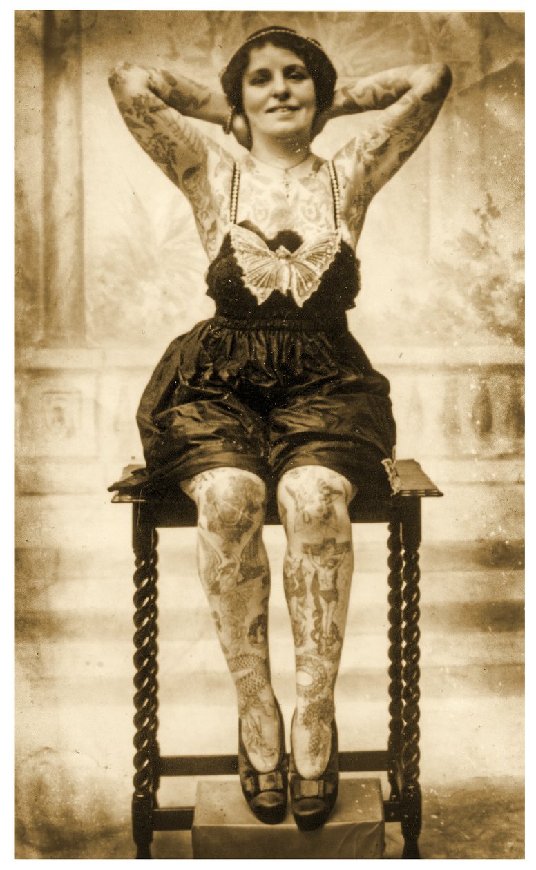 Portrait of a Seated Tattooed Woman by Unknown