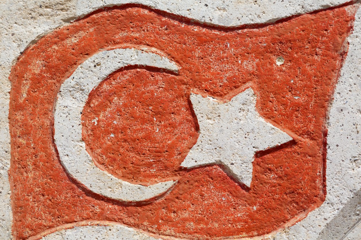 Turkish Flag Moulded in Cement by Unknown