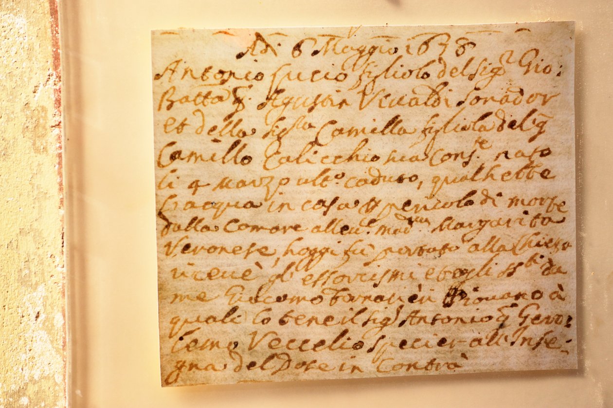 Vivaldi baptism certificate by Unknown