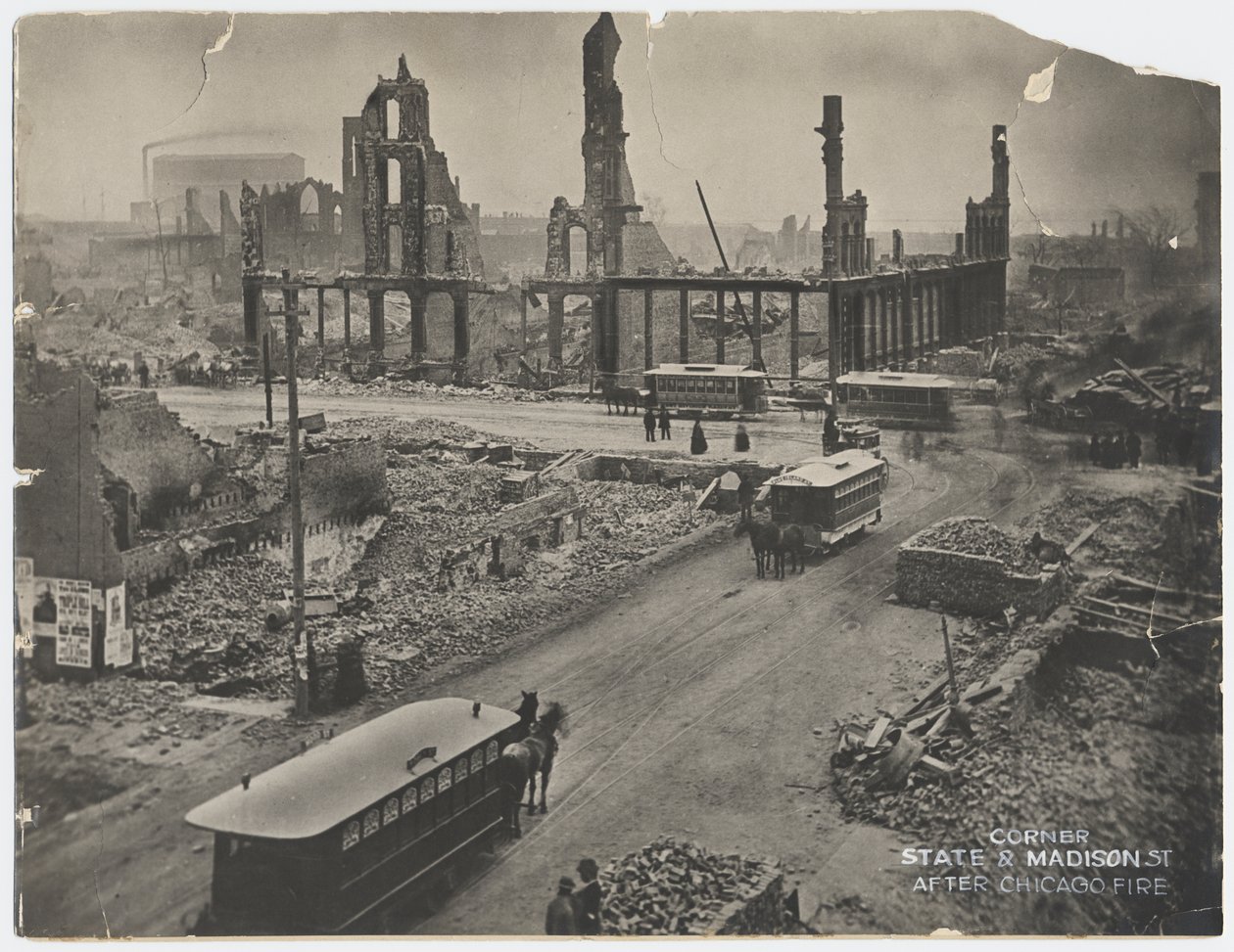 Corner of State and Madison after the Chicago Fire of 1871, 1871 by American Photographer
