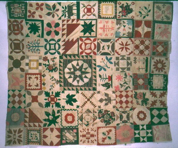 Autograph album quilt piece work, New Jersey by American School