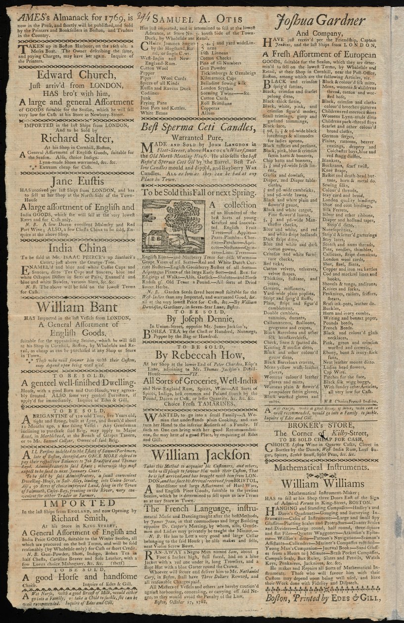 Boston Advertisements for Goods Subjected to Import Duties and Trade ...