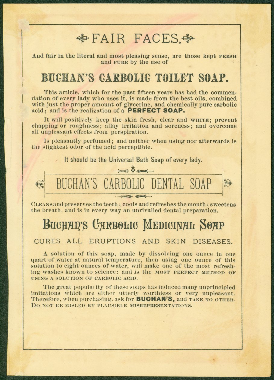 Buchans Carbolic Toilet Soap [trade card verso] by American School