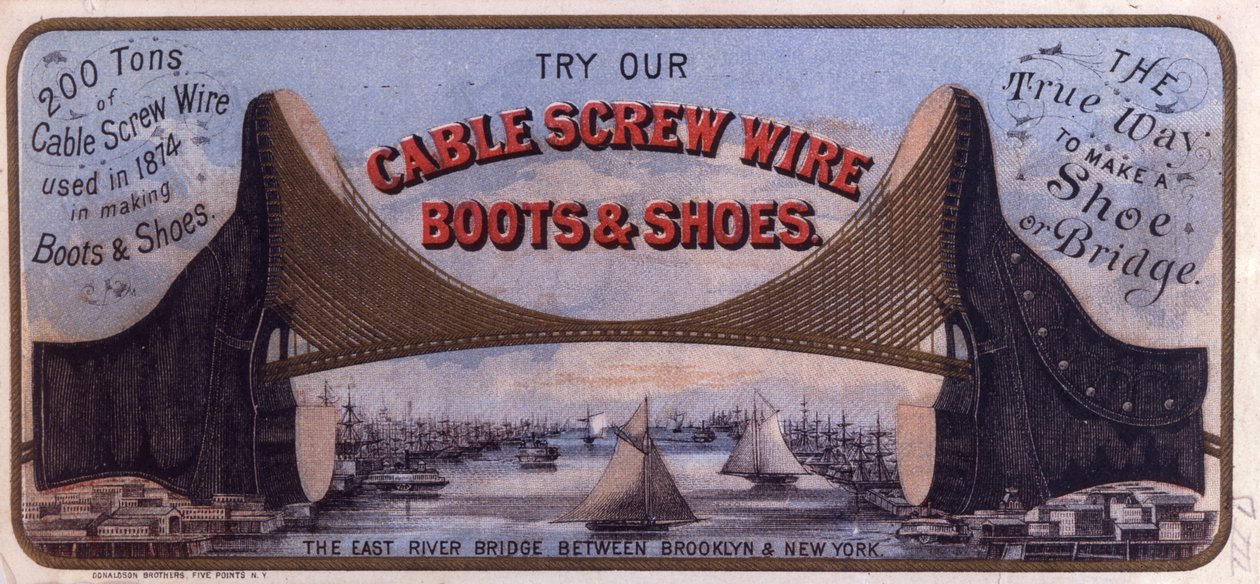 Cable Screw Wire Boots and Shoes, 1874-75 by American School