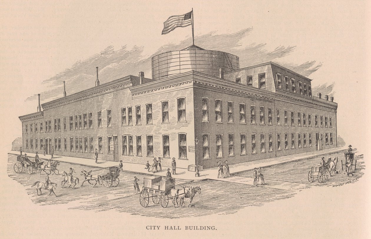 City Hall Building, illustration from History of Chicago vol. 2 by Alfred Theodore Andreas, published 1885 by American School