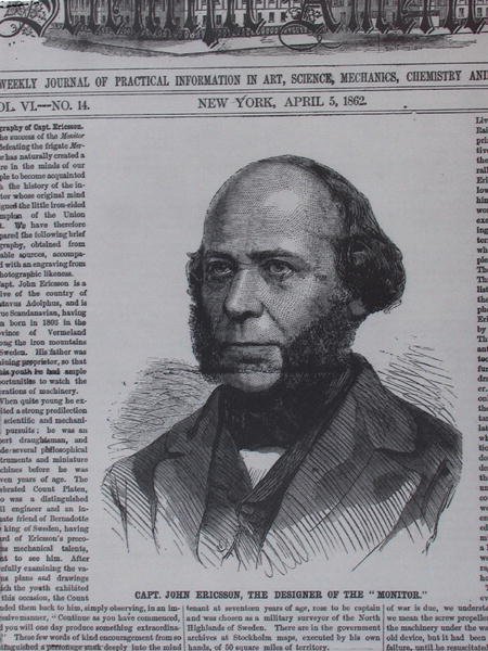 John Ericsson (1806-1862) in The Scientific American, 5th April 1862 by American School