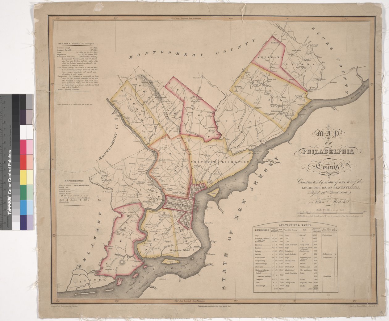 Map of Philadelphia County, 1819 by American School