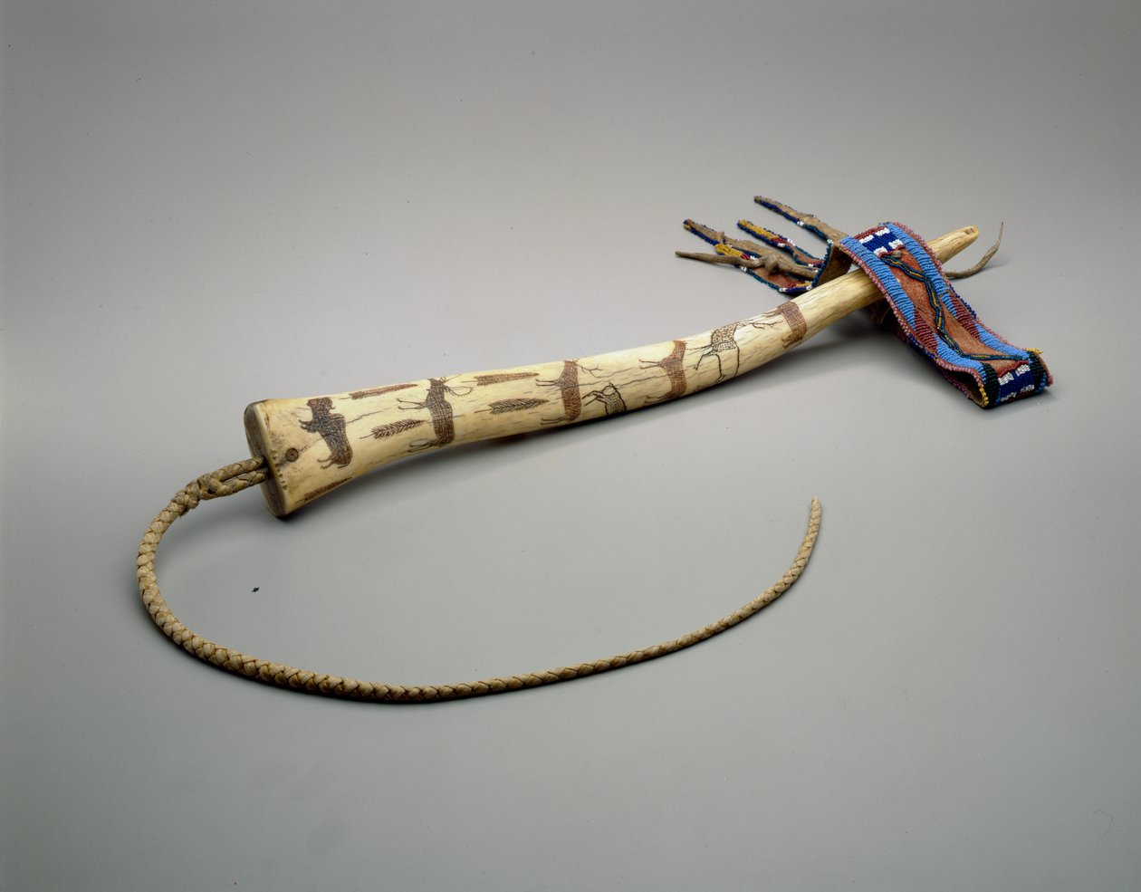 Quirt, engraved elk antler, Osage Nation, c.1875 by American School