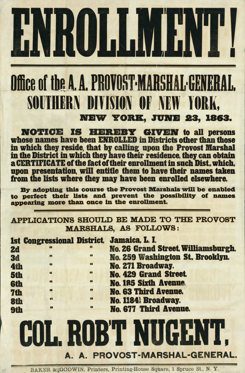 Recruitment Poster for the Southern Division of New York by American School