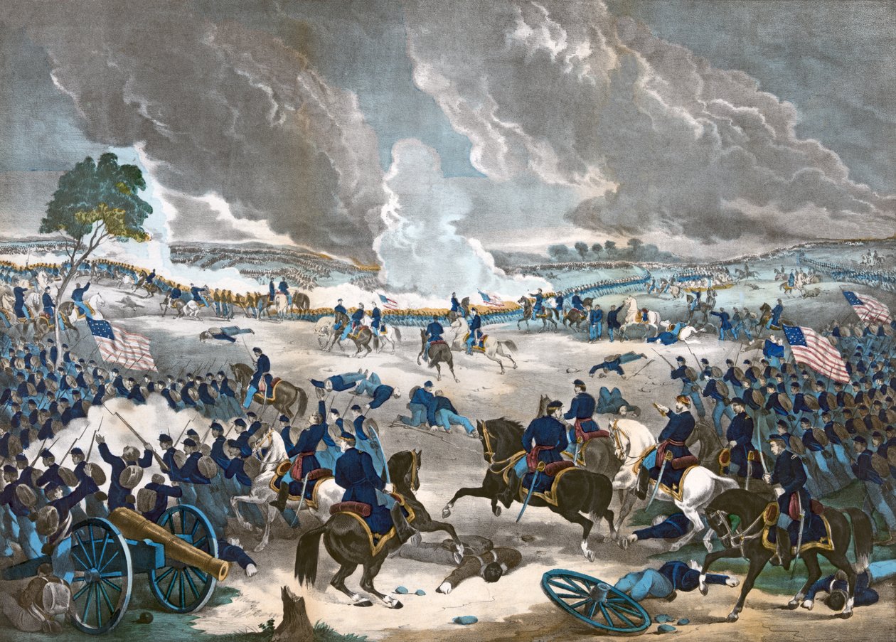 The Battle of Gettysburg, pub. 1867 by American School